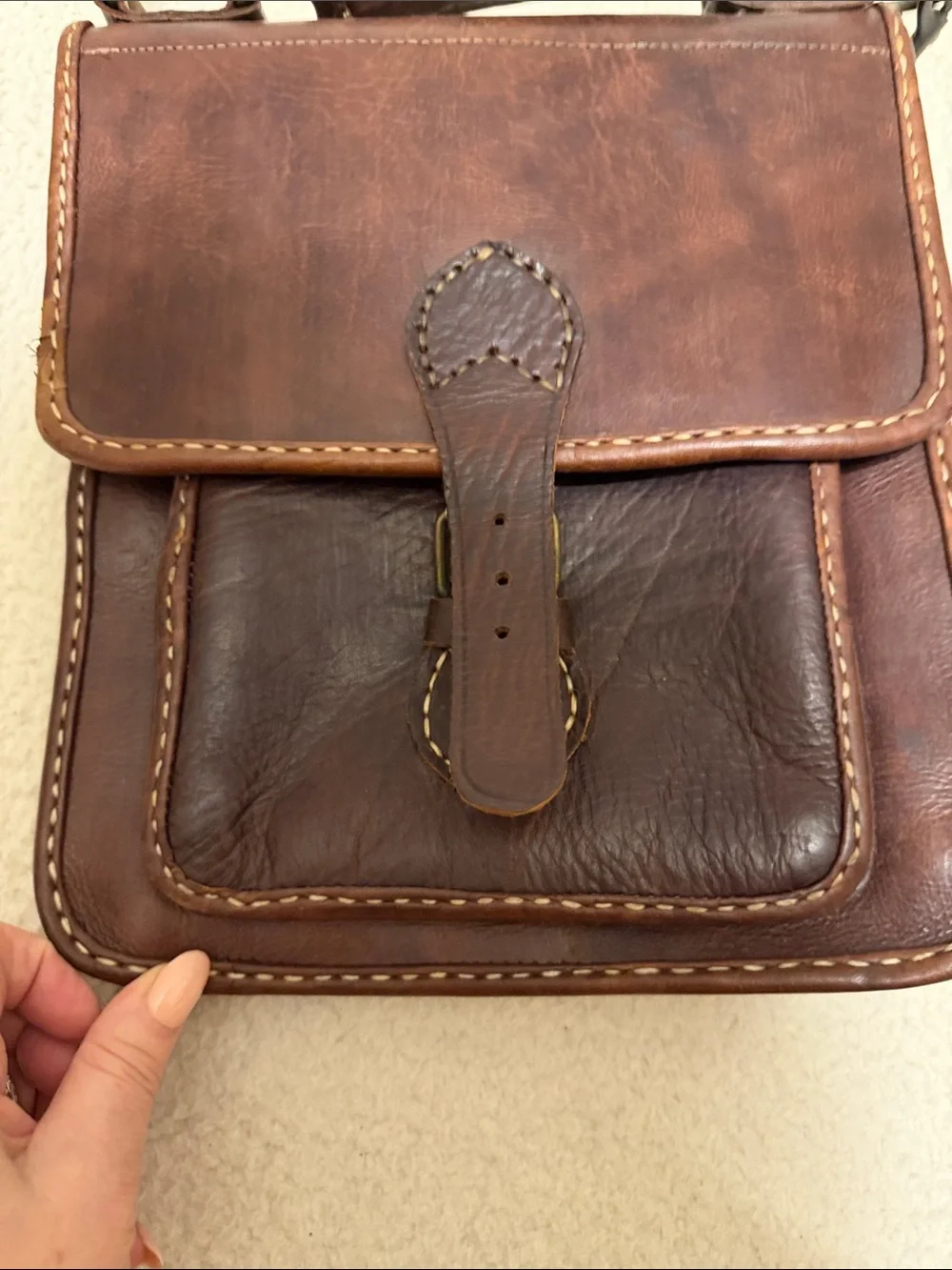 Classic Brown Leather Crossbody Messenger Bag
